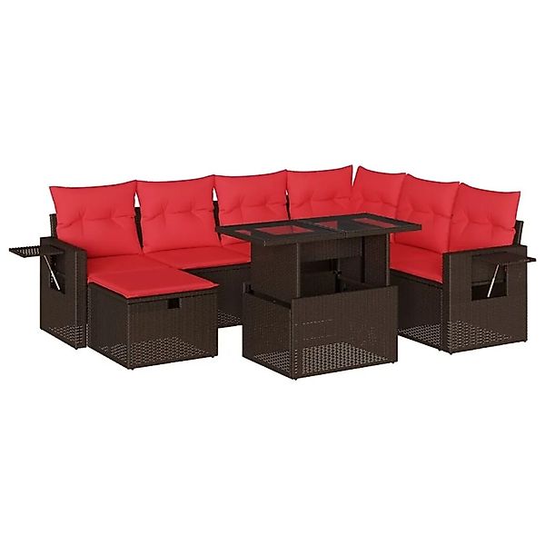 vidaXL 8-Tlg Gartensofa-Set mit Kissen Braun Polyrattan 3275004 günstig online kaufen