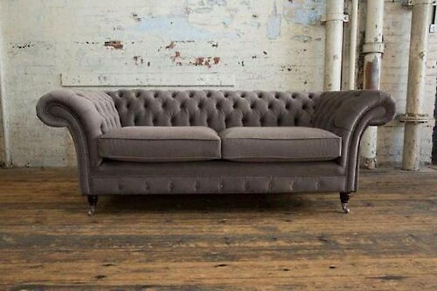 JVmoebel Chesterfield-Sofa Couch Samt Textil Stoff Sofa Möbel Edles 3 Sitze günstig online kaufen