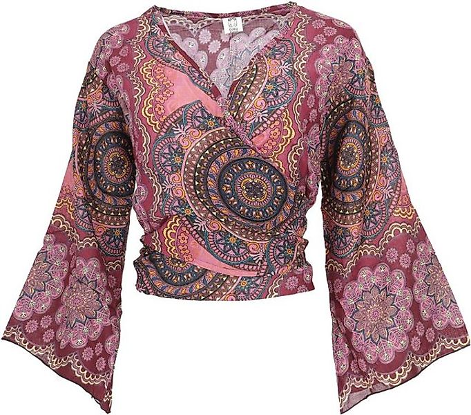 Guru-Shop Longbluse Kurztop, Boho Blusentop, Wickeltop, Wickelbluse.. alter günstig online kaufen