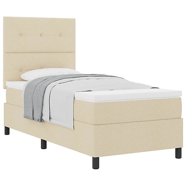 vidaXL Boxspringbett mit Matratze mit Kopfteil Creme 90 x 190 cm Stoff 3339 günstig online kaufen