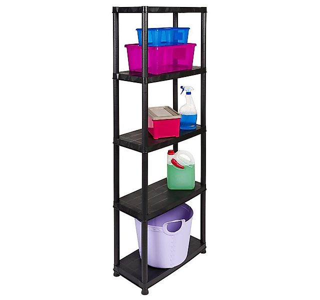 Kreher Standregal 'Primo Plus' mit 5 Böden aus Kunststoff in Schwarz, 1-tlg günstig online kaufen