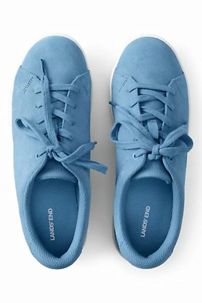 Sneaker, Damen, Größe: 41 Weit, Blau, Leder, by Lands' End, Schlicht Blau günstig online kaufen