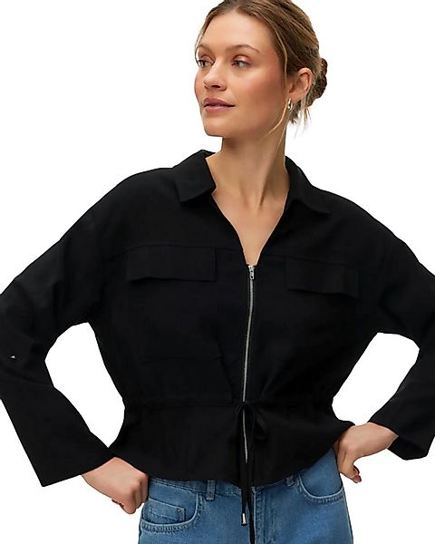 Vero Moda Langarmbluse Moderne Kurze Bluse mit Kordelzug und Krempelärmeln günstig online kaufen