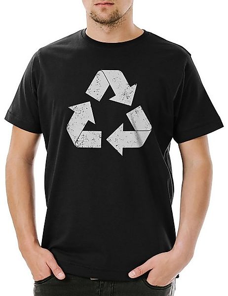 Urban Backwoods Print-Shirt Black Vintage Recycle Logo Herren T-Shirt Big S günstig online kaufen