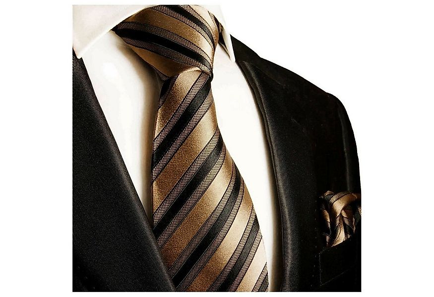 Paul Malone Krawatte Herren Seidenkrawatte mit Tuch modern gestreift 100% S günstig online kaufen