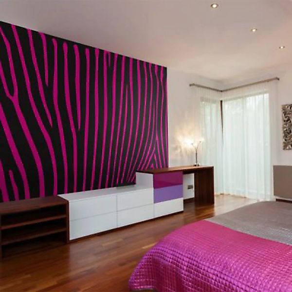 artgeist Fototapete Zebra pattern (violett) schwarz/lila Gr. 250 x 193 günstig online kaufen