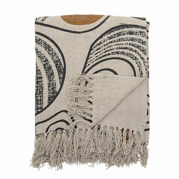 Plaid  textil gelb / 160 x 130 cm - Recycelte Baumwolle - Bloomingville - G günstig online kaufen