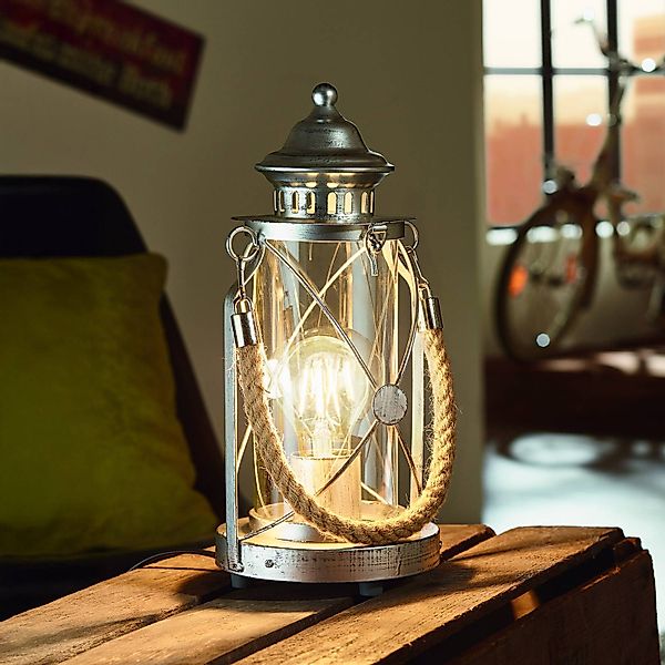 Helle Laternen-Tischleuchte Kirian silber-antik günstig online kaufen