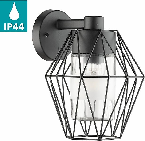 EGLO Wandleuchte "CANOVE Wandlampe, Stahl und Glas, E27, IP55, Außenlampe, günstig online kaufen