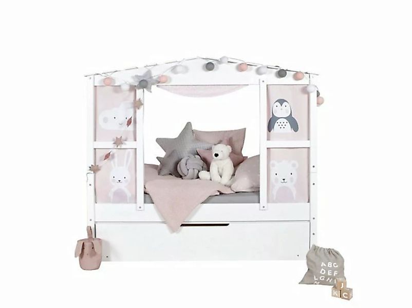 Ticaa Hausbett Hausbett Mini mit Bettkasten "Amelie" Kiefer Weiß (Set), Hau günstig online kaufen