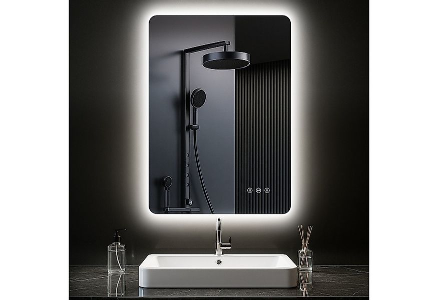 PESENXAN Badspiegel mit Beleuchtung, LED Badezimmerspiegel mit 3 Lichtfarbe günstig online kaufen