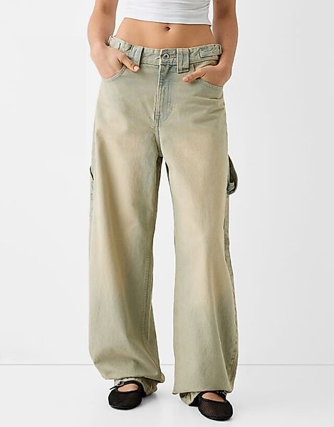 Bershka Baggy-Jeans Im Workwear-Look Damen 44 Hellblau günstig online kaufen