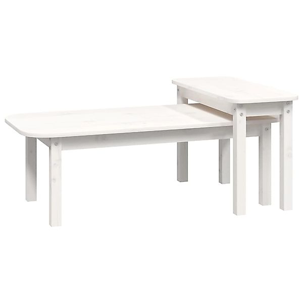 vidaXL 2-Tlg Couchtisch-Set Weiß Massivholz Kiefer 822363 günstig online kaufen