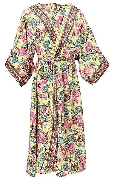 Guru-Shop Kimono Kimonokleid, seidig glänzender Boho Kimono mit.., alternat günstig online kaufen