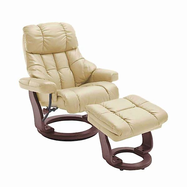 TV Sessel mit Relaxfunktion Creme Weiß Leder (zweiteilig) günstig online kaufen