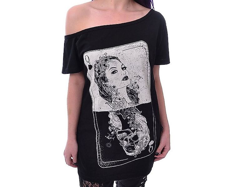 Heartless One-Shoulder-Top Tarot Karte Oberteil Gothic Okkult Skull Shirt günstig online kaufen