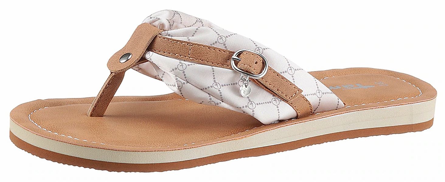 Tamaris Zehentrenner "AVRIL", Sommerschuh, Flats, Schlappen mit T-Logoanhän günstig online kaufen