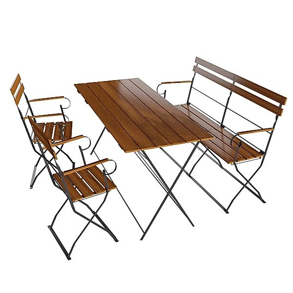 Lex Biergarten Set Sitzgruppe Biergartenmöbel Armlehne Bank Stuhl Tisch 120 günstig online kaufen