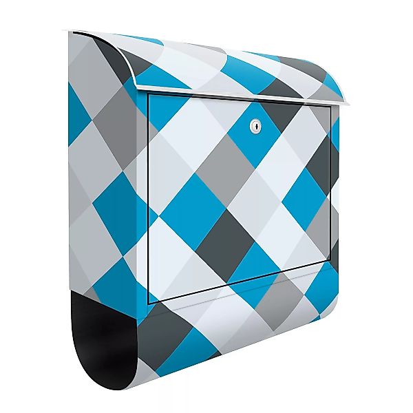 Briefkasten Geometrisches Muster gedrehtes Schachbrett Blau günstig online kaufen