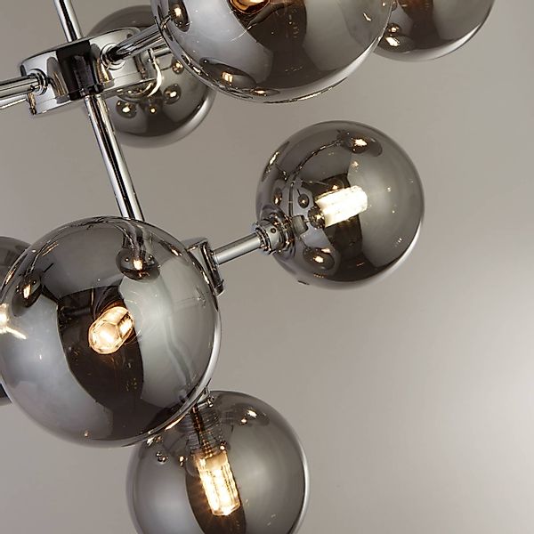 Pendelleuchte Zarath, rauchgrau, Glas, 9-flammig, Ø 49 cm günstig online kaufen