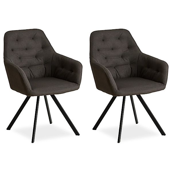 Homestyle4u Polsterstuhl 2er Set in Anthrazit 2348 günstig online kaufen