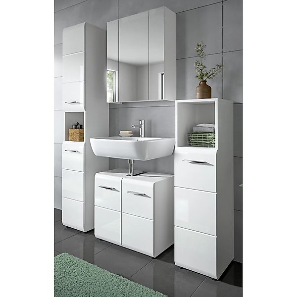 Inn.Furn Badmöbel Set  in Weiß Hochglanz 4-teilig 150 cm Cover günstig online kaufen