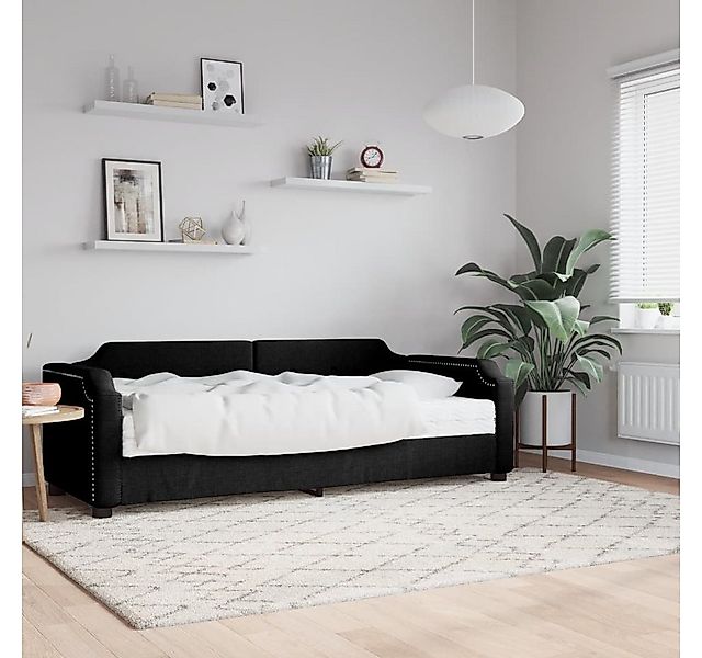 vidaXL Gästebett Gästebett Tagesbett mit Matratze Schwarz 90x200 cm Stoff B günstig online kaufen