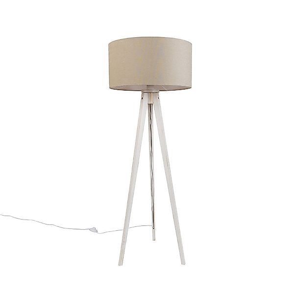 Qazqa Stehlampe Tripod classic, ohne Leuchtmittel, E27, Weiß, Landhaus, Hol günstig online kaufen