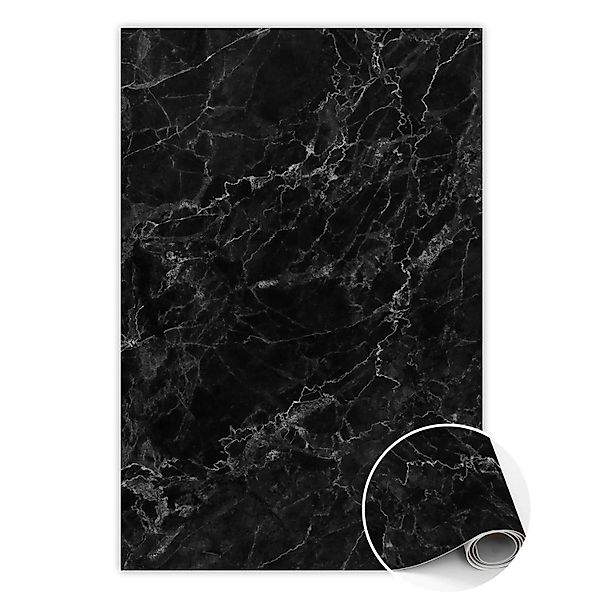 Tulup Teppich Schwarzer Marmor Vloerkleed Vinyl 120x180 cm Schwarz PVC Vloe günstig online kaufen