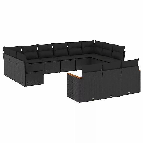 vidaXL 13-tlg Garten-Sofagarnitur mit Kissen Schwarz Poly Rattan Modell 69 günstig online kaufen