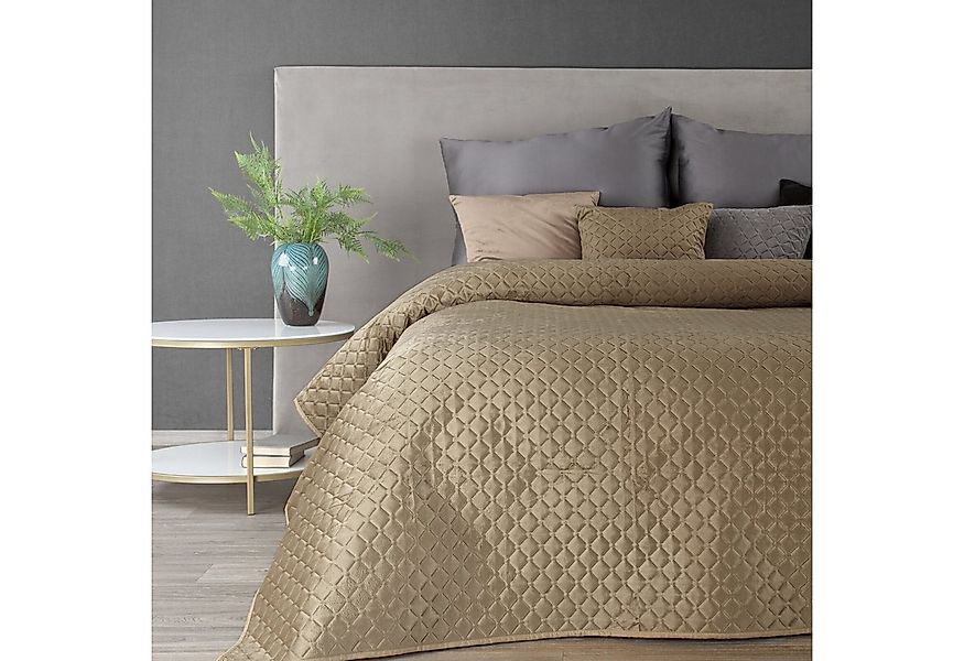 Eurofirany Tagesdecke Gesteppte Decke Velours Karomuster Weicher Überwurf, günstig online kaufen