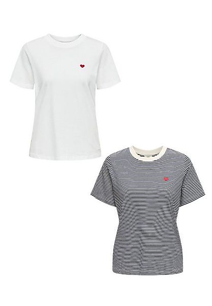 JACQUELINE de YONG T-Shirt 2er-Set Rundhals Kurzarn lockeres Baumwolle (2-t günstig online kaufen