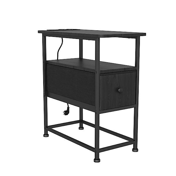 PXloue Beistelltisch Nachttisch mit Steckdosenleiste 1 Schubladen 60x30x62c günstig online kaufen