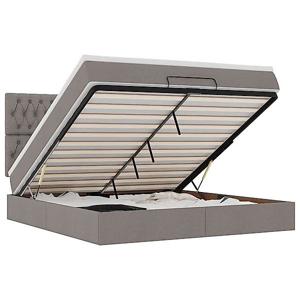 vidaXL Bett, Ottoman-Bett mit Matratze & LEDs Taupe 180x200 cm Stoff günstig online kaufen