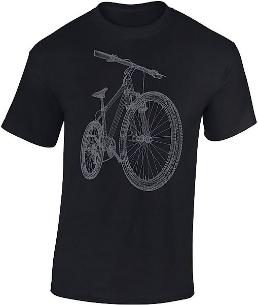 Baddery Print-Shirt Fahrrad T-Shirt: "MTB Blueprint" - Mountainbike Shirt, günstig online kaufen