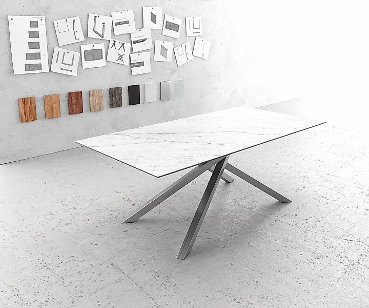 DELIFE Esstisch Edge, Keramik Laminam®Statuarietto Weiß günstig online kaufen