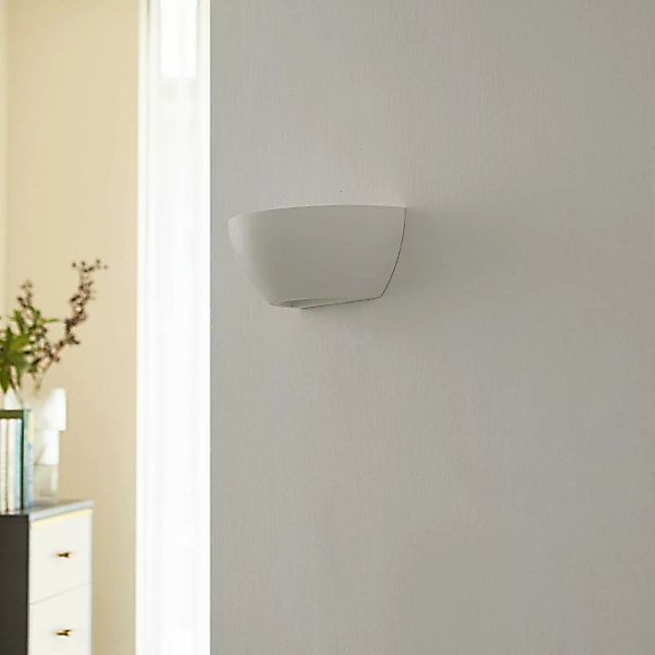 Lindby Wandfluter Jimmy, weiß, Gips, halbrund, 24cm, E14 günstig online kaufen