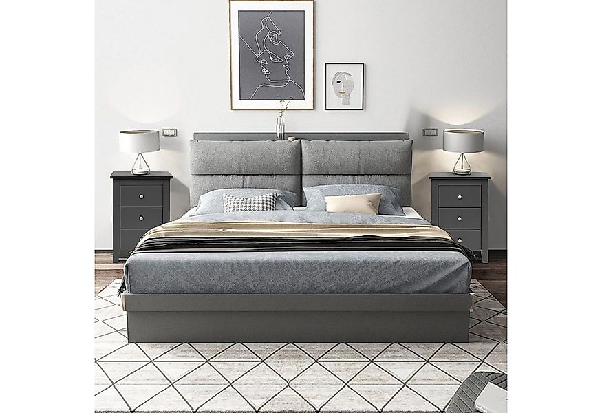 KOMFOTTEU Nachttisch Nachtkommode, mit 3 Schubladen, aus Holz günstig online kaufen