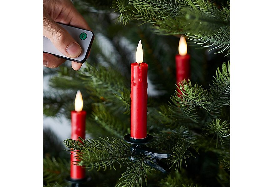 Lights4fun LED-Christbaumkerzen TruGlow® LED Baumkerzen rot 10er Set günstig online kaufen