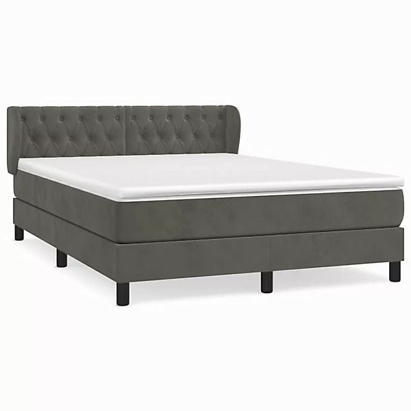 furnicato Bett Boxspringbett mit Matratze Dunkelgrau 140x200 cm Samt (1-tlg günstig online kaufen