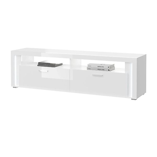 Inn.Furn TV-Lowboard Weiß Hochglanz 201 x 58 cm mit Gasdruckdämpfer Sunroof günstig online kaufen