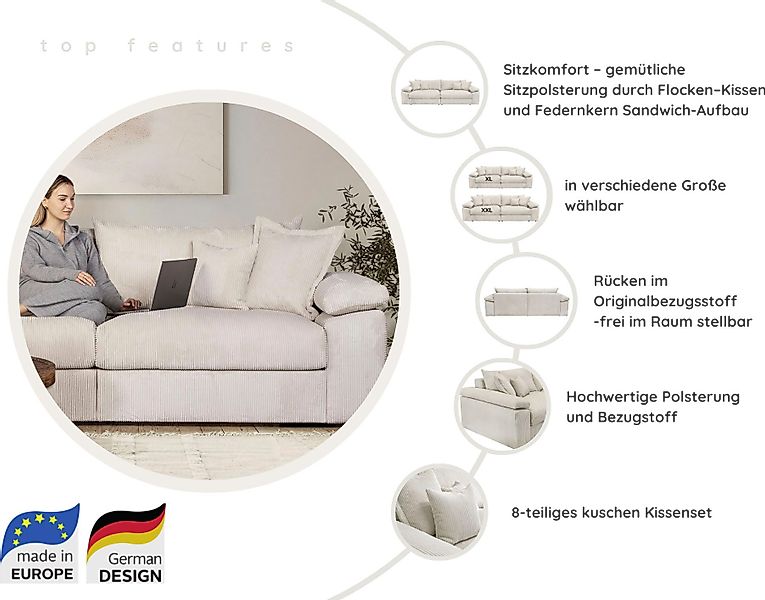 Home affaire Polsterhocker "Soft&Cosy XL", in Cord günstig online kaufen