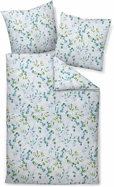 Janine Janine Mako-Satin Bettwäsche moments 98117 grün türkis Größe:  155x2 günstig online kaufen