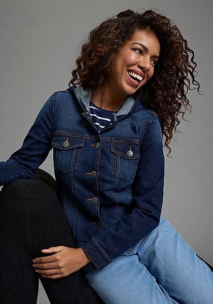 Arizona Jeansjacke mit Kapuze, Regular Fit, mit Knopfleiste, mit Knopf-Appl günstig online kaufen