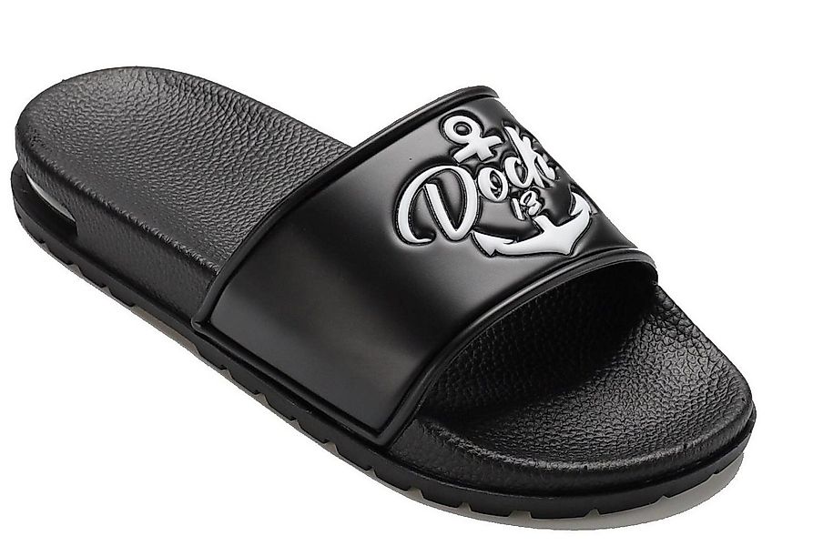 Dock13 Dock13 Unisex-Erwachsene Badelatschen Hausschuhe „Wismar“ Schwarz 45 günstig online kaufen