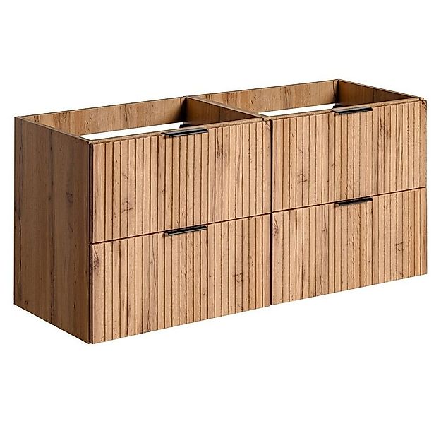 Lomadox Waschbeckenschrank ADELAIDE-56 Wotaneiche mit gerillter Front 120/5 günstig online kaufen