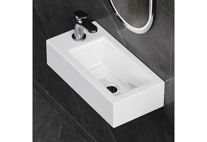 Yorbay Waschbecken Wandmotage Aufsatzbecken aus Keramik, klein mit Hahnloch günstig online kaufen