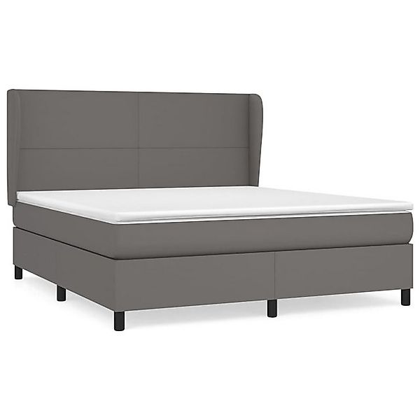 vidaXL Boxspringbett, Boxbett mit Matratze Grau 180x200 cm Kunstleder günstig online kaufen
