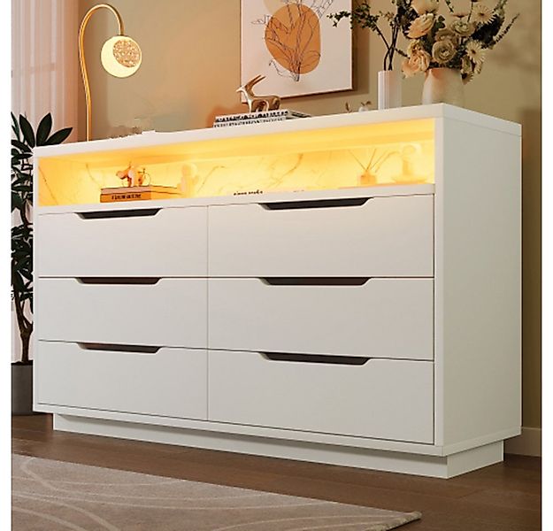 XDeer Sideboard Sideboard Kommode mit LED-Beleuchtung und 6 Schubladen, Sta günstig online kaufen