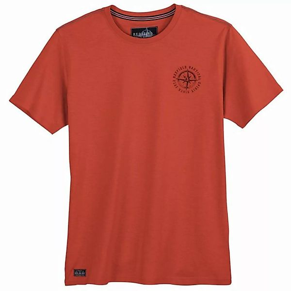 redfield Rundhalsshirt Große Größen Herren T-Shirt paprikarot kleiner Brust günstig online kaufen